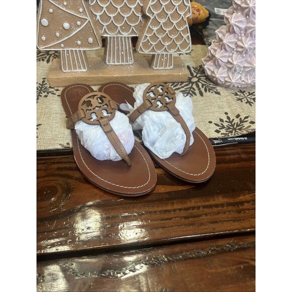 Tory Burch Shoes - Tory Burch Gabriel Flat Thong Brown Leather Size 9M Women’s Sandal